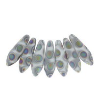 Czech Glass Daggers Perlen 5x16mm Crystal vitrail dots matted 00030-2817A